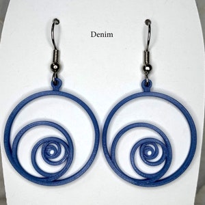 Spiral Circle 3D-tryckta örhängen, Gyllene snittet Spiral Circles örhängen
