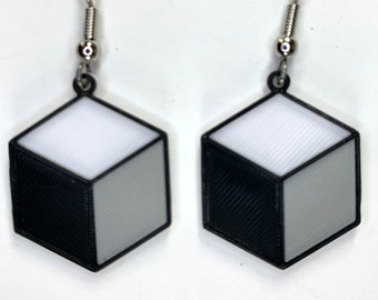 3-color Isometric Cube Earrings 3d-printed, made with math & code