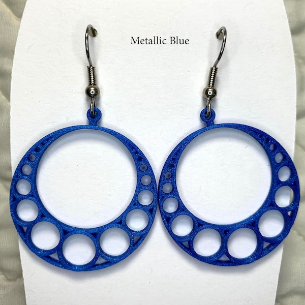 Apollonian Gasket 3-D printed earrings, Fractal Geometry, Nested Circles