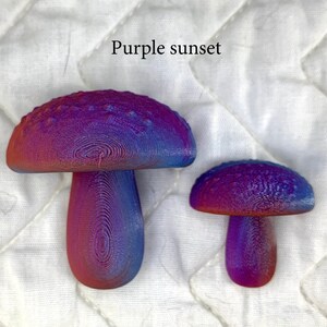 3d-printed Mushroom magnets in 2 sizes Purple sunset
