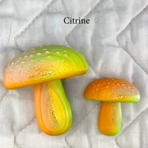 3d-printed Mushroom magnets in 2 sizes Citrine