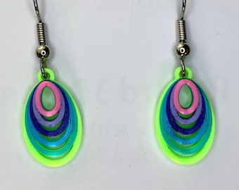 New multi-colored teardrop rainbow 3D-printed earrings