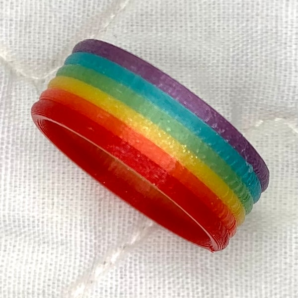 Rainbow Ring 3d-printed 6 color finger band