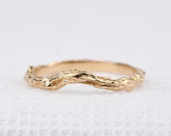 Tree Textured  Solid Gold Wedding Ring