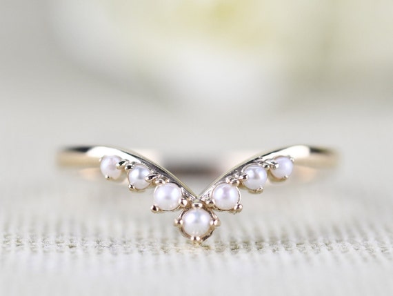 フレッシュパールティアラ結婚指輪 - 純金ハンドメイドリング - Etsy 日本