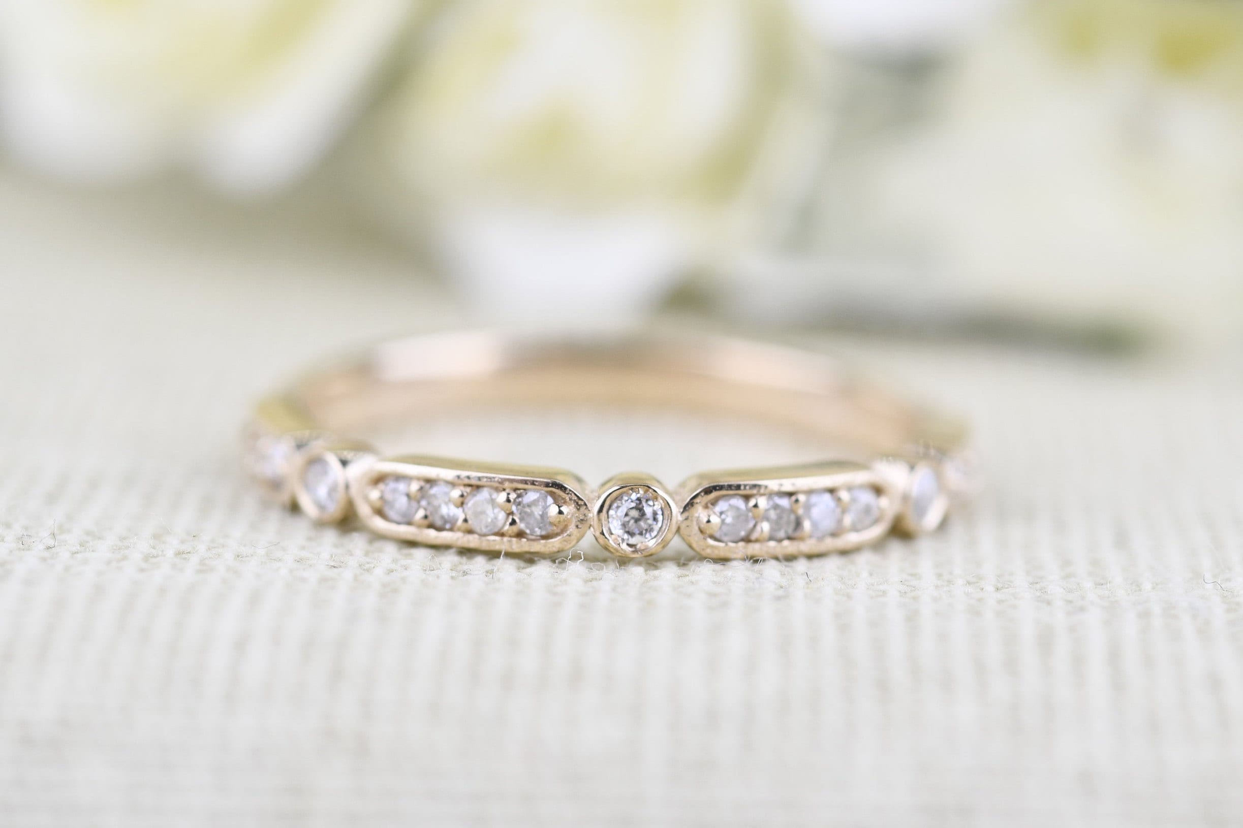 Art Deco Style Diamond Wedding Band 14k Solid Gold Ring - Etsy