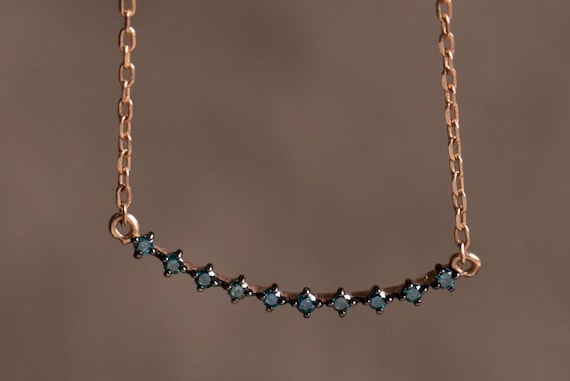 Blue Diamond Daily Necklace Solid 14k 