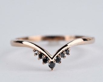 Vintage black diamond tiara wedding band rose gold yellow gold white gold ring