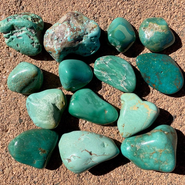 Tumbled Turquoise Nuggets, Kingman Turquoise Stone, Blue Green Turquoise, Mineral Specimen, Green Turquoise, Turquoise Rough, 6-19 grams