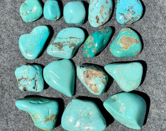 Small Tumbled Turquoise Nuggets, Mineral Specimens, Kingman Turquoise Gemstones, Lapidary Rough, Rock Collector Gift, 2-18 grams