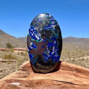 Bisbee Azurite Cabochon: Arizona Copper Gemstone (40.8 x 24.8 mm Oval, 73.8 carats)