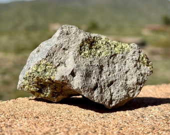 Small Raw Peridot in Basalt Mineral Specimen, Forsterite, Raw Peridot Stone, August Birthstone, Geek Gift for Him, 137 grams (4.8 ounces)