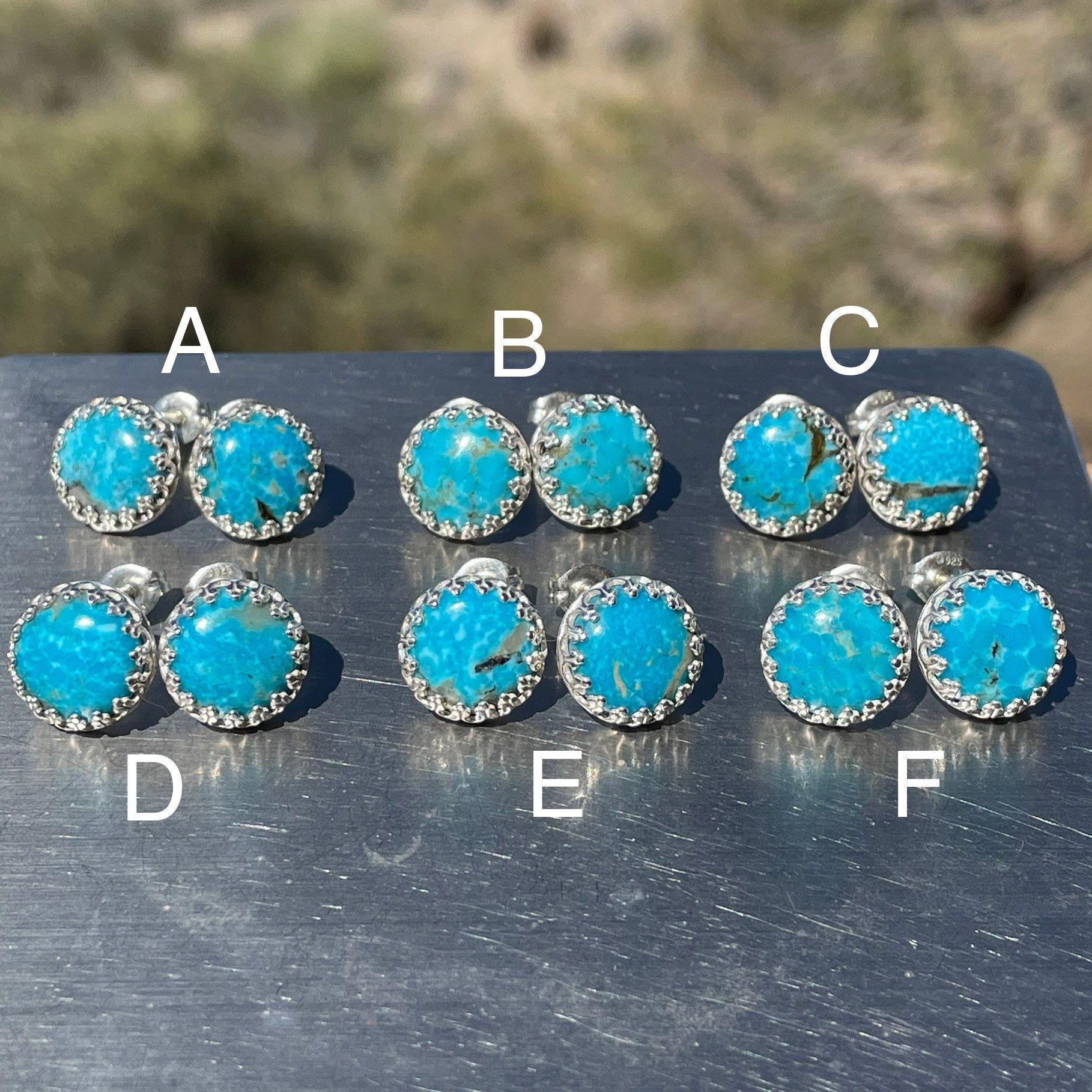 Genuine Turquoise Stud Earrings Blue Stone Earrings with 10 Etsy