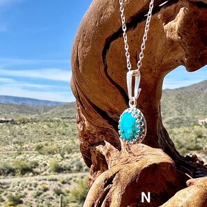 Small Turquoise Pendant with 12 mm Round Kingman Turquoise Gemstone, Sterling Silver Jewelry, Blue Stone Pendant, Birthday Gift for Friend image 7