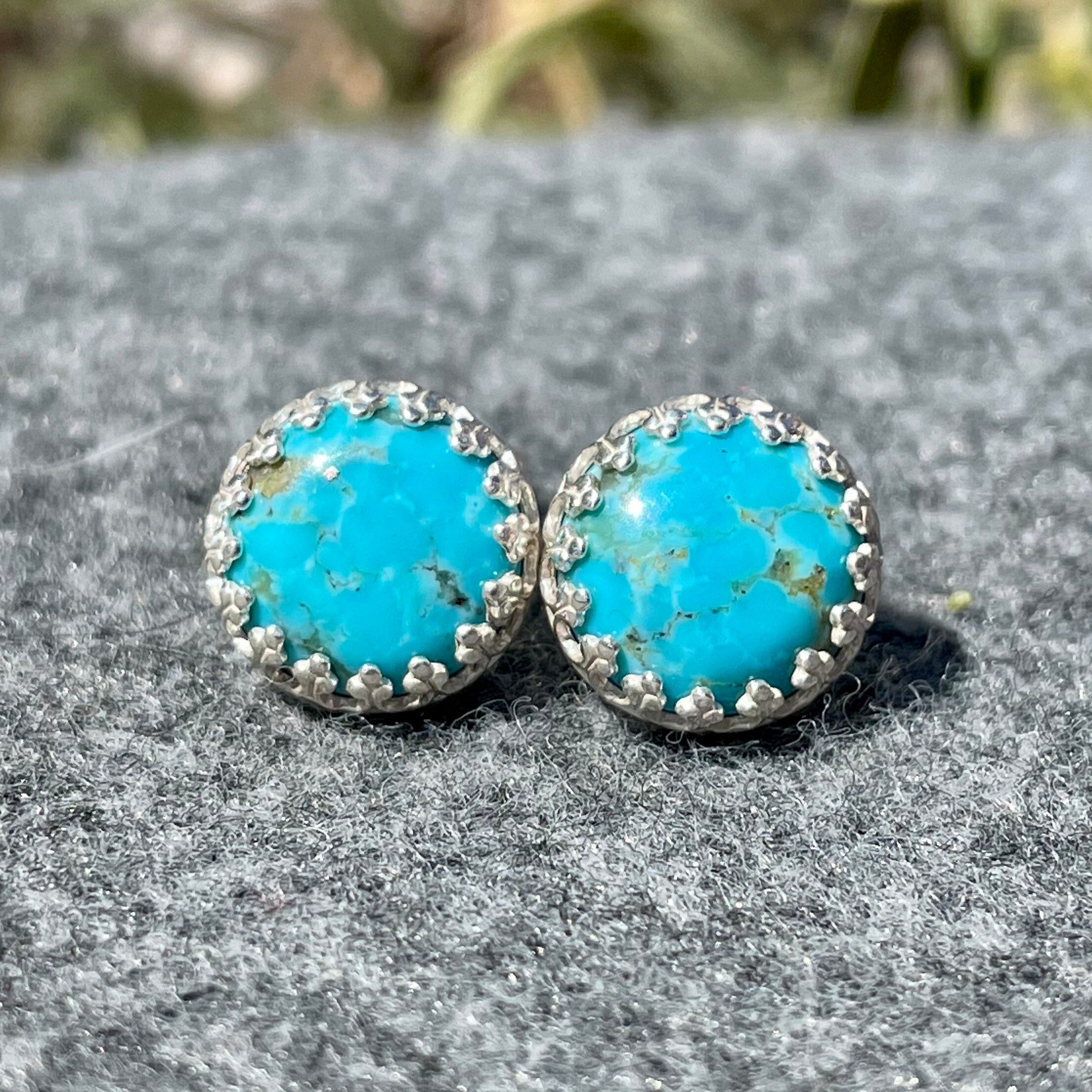 Genuine Turquoise Stud Earrings Blue Stone Earrings with 10 Etsy