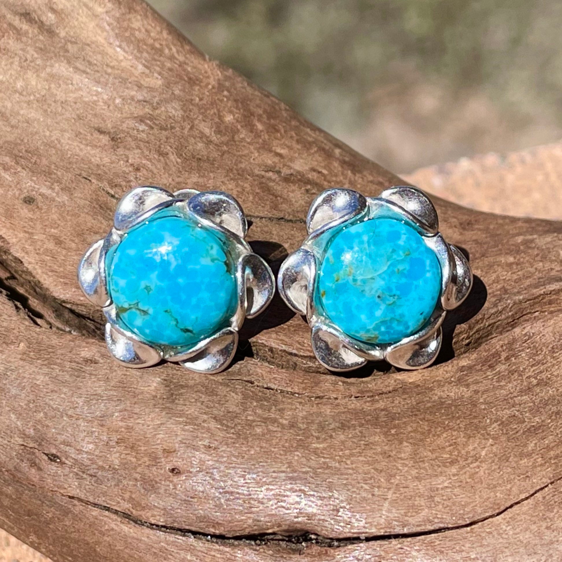 Genuine Turquoise Stud Earrings Blue Stone Earrings with 10 Etsy