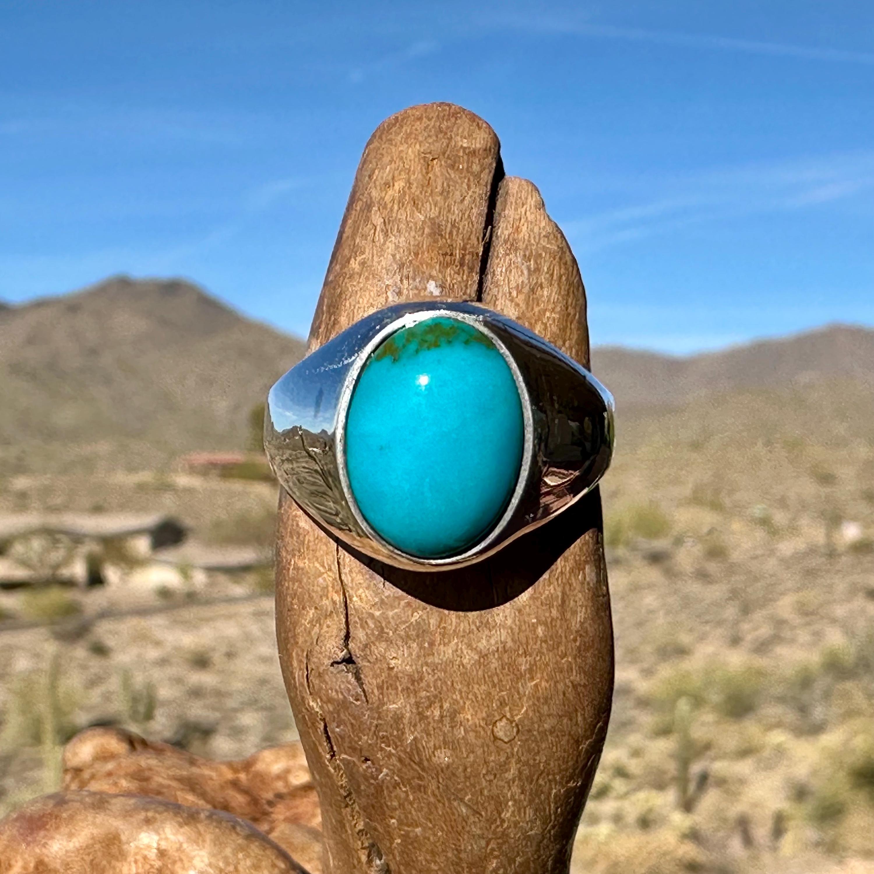 メンズ キングマン ターコイズ リング：スターリングシルバー