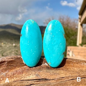 Cabochon turchese Kingman, 28 x 13 mm, pietra preziosa turchese dell'Arizona, pietre cabochon ovali per la creazione di gioielli, 14 carati ciascuna, realizzate negli Stati Uniti