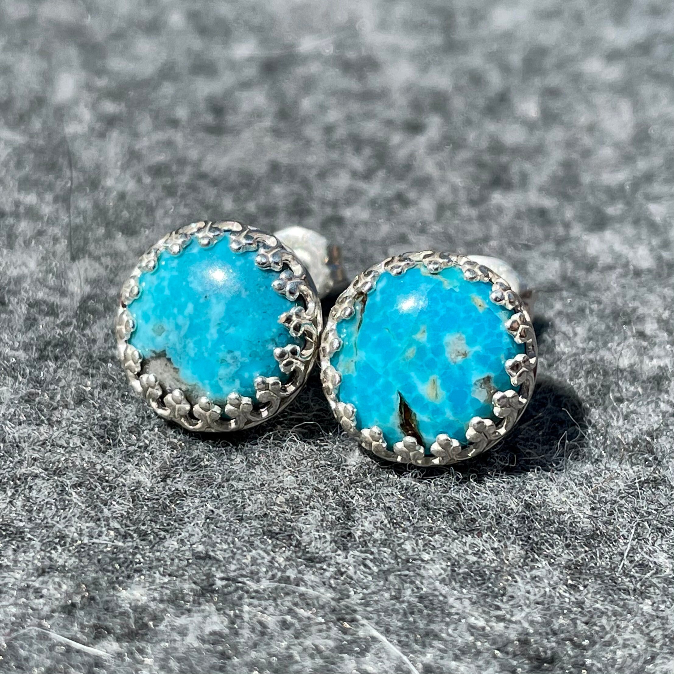 Genuine Turquoise Stud Earrings Blue Stone Earrings with 10 Etsy