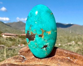 Kingman Turquoise Cabochon, 38.3 x 22.7 mm Oval Gemstone, Arizona Turquoise Mountain Cabochon Stones for Jewelry Making, 43.0 carats