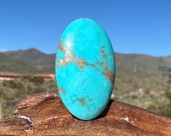 Sonoran Turquoise Cabochon, 33.8 x 20.4 mm Mexican Turquoise Gemstone, Oval Cabochon Stones for Jewelry Making, 29.2 carats