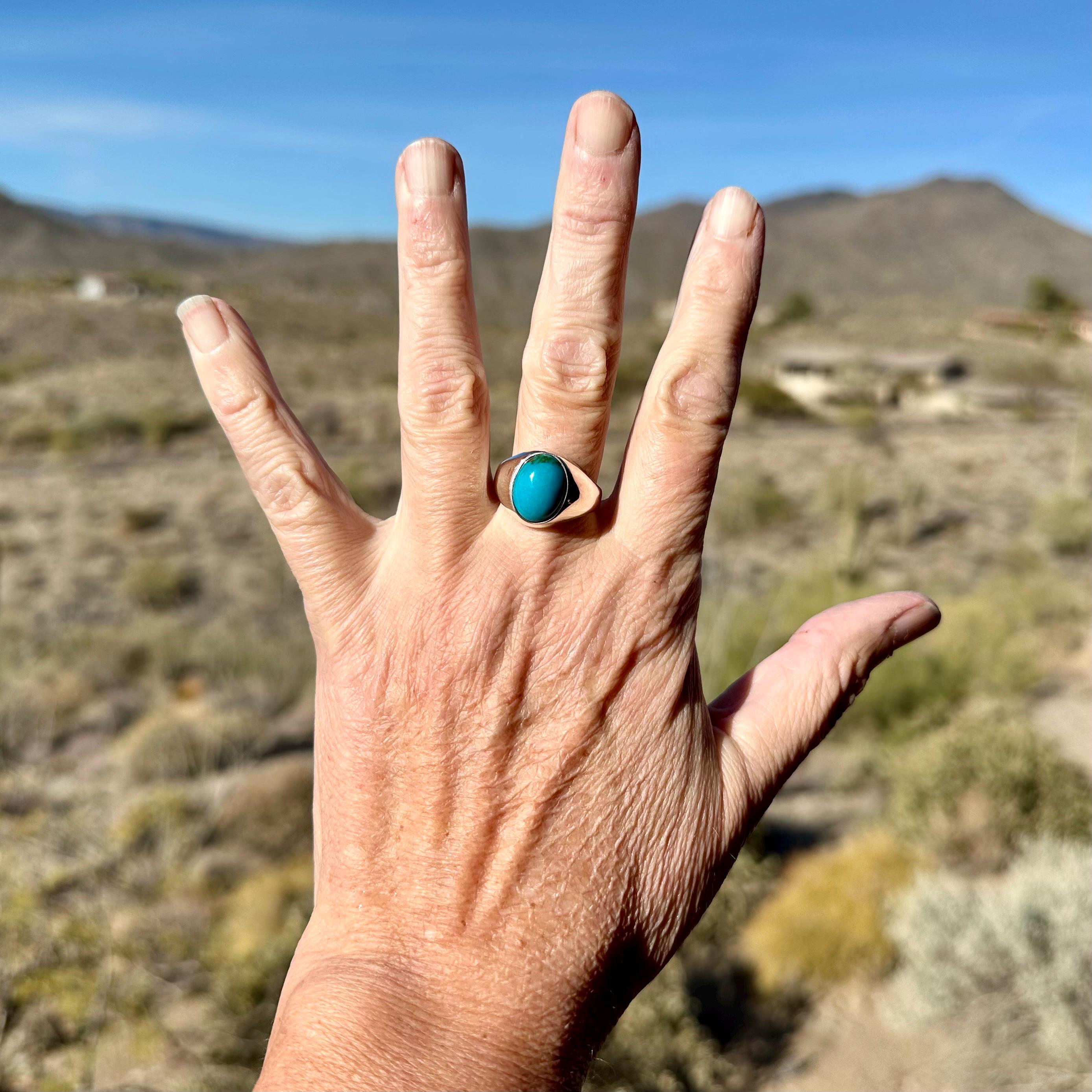 メンズ キングマン ターコイズ リング：スターリングシルバー