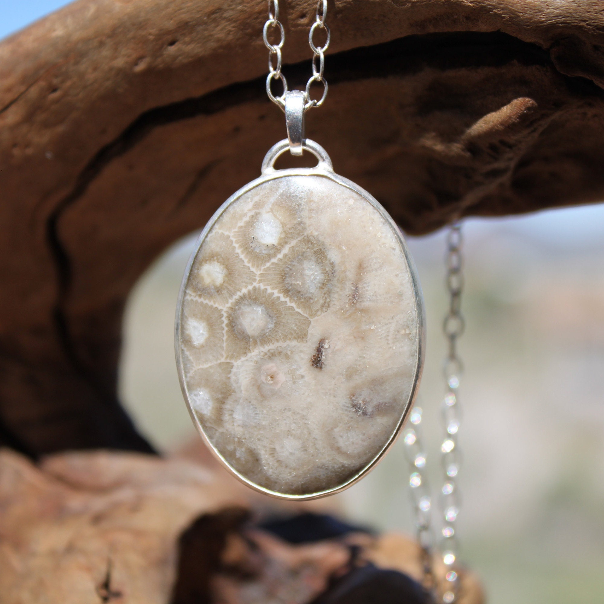 FREE SHIPPING USA Handmade petoskey stone pendant