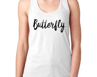 butterfly fitness tank top exercise fit white