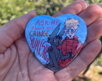 Ask Me About My CRINGE Yumeship Button YCH