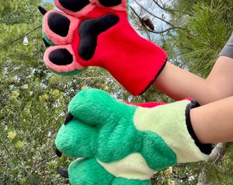 Watermelon fursuit paws