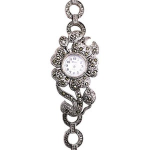 Women's Stunning Pave Crystal Rhinestone Flower Link Bracelet Watch