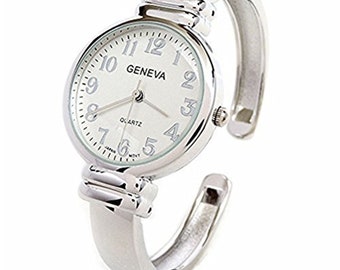 New Geneva Metal Band Slim Case Women's Bangle Cuff Watch…