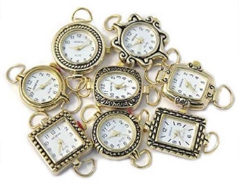 Mix Geneva Elite Watch Faces for Beading (5 PCs), Loops and Battery Included (Gold)
