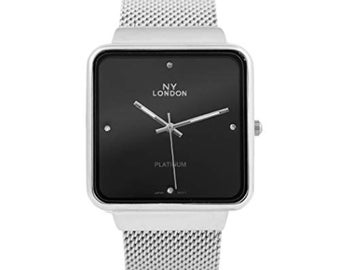 Men s Stylish Square Face With Metal Mesh Band Fashion Unisex