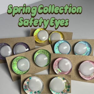 25mm Limited Edition Crochet Amigurumi Handpainted Glitter Pastel Sinker Safety Eyes