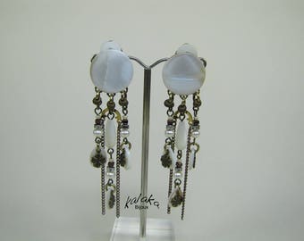 boucles d'oreille clip , perle , nacre