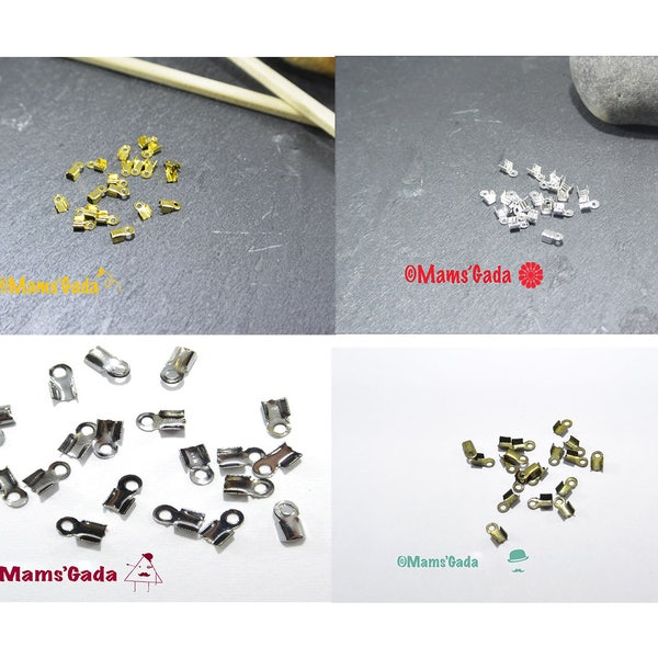 Lot de 60 Embouts connecteurs Fermoirs à écraser/pincer/serrer sur cordon fil 6mm x 3mm métal