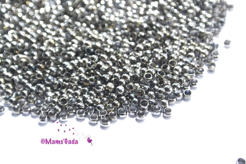 Lot de 20 Perles à écraser Ø2,5mm couleur Gunmetal Gris Noir REF:3/41 image 4