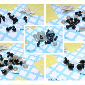 100pcs 3-12mm Noir Sécurité Poupée Yeux Couture Perles Pour Diy Ours Jouets  En Peluche Scrapbooking Artisanat