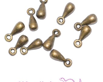 Lot de 20 breloques/pendentif/charms finitions Gouttes couleur bronze 9,5 mm REF:B/29