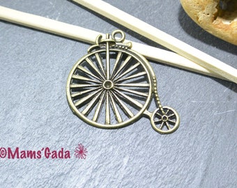 Pendentif Vélo steampunk Vintage rétro 44x50mm Métal  Bronze REF:B/71