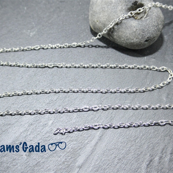 Chaine Mailles Cable/Forçat Hammered/Chiseled 4mmx 3mm shiny white silver color /silver flat -Sold by 2 meters- REF:2/254