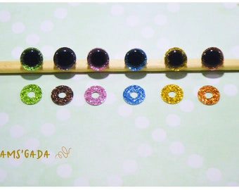 Safety eyes 10mm-glitter-3D-per 10 pieces (5Pairs)/doll eye/plush eyes/amigurumi/soft toy