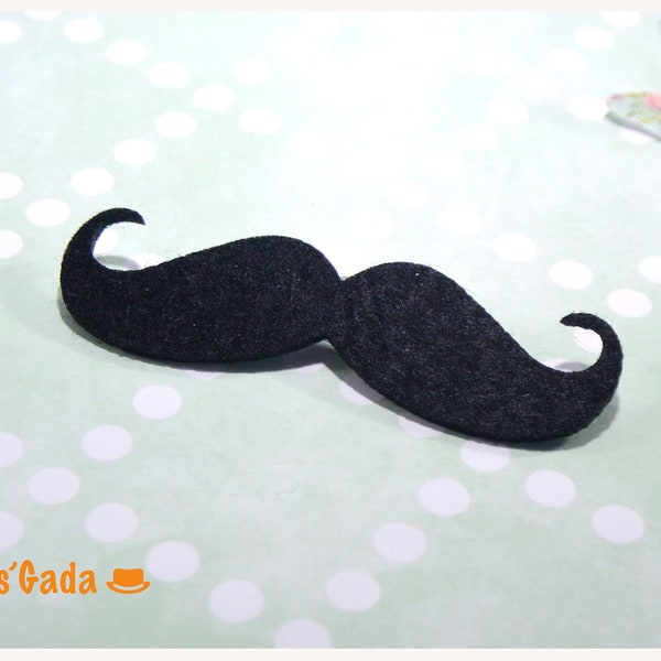 lot de 25 écusson,Patch à coudre, applique Moustache 78x23mm  noir ref: 5/69