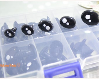 Box of 100 pcs (50pairs) Oval cartoon safety eyes/amigurumi eyes/doll eyes/soft toy eyes/black cuddly toy eyes ref:Y/001