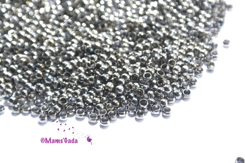 Lot de 20 Perles à écraser Ø2,5mm couleur Gunmetal Gris Noir REF:3/41 画像 1