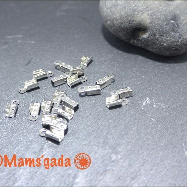 Lot de 40 Embouts à écraser/pincer/serrer  9mm x 4mm métal argenté REF:2/211