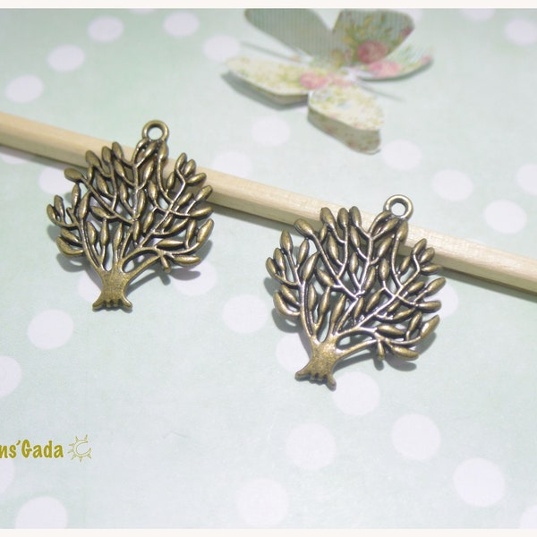 Lot de 2 Breloque arbre/Pendentif Arbre Tree couleur bronze REF:B/20