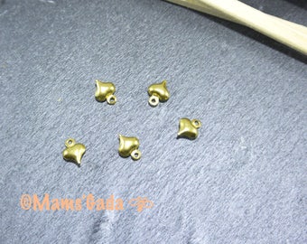 Set of 10 charms, pendants, Heartt 9mmx6mm 3d REF:9 gold colored Metal charms / 50