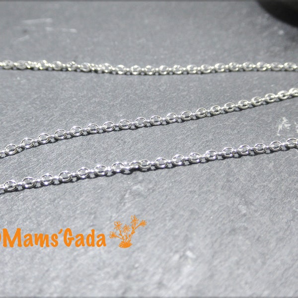 Chaine Mailles Cable/Forçat 3mmx 2mm Silver Metal -Sold by 2 meter REF:2/224